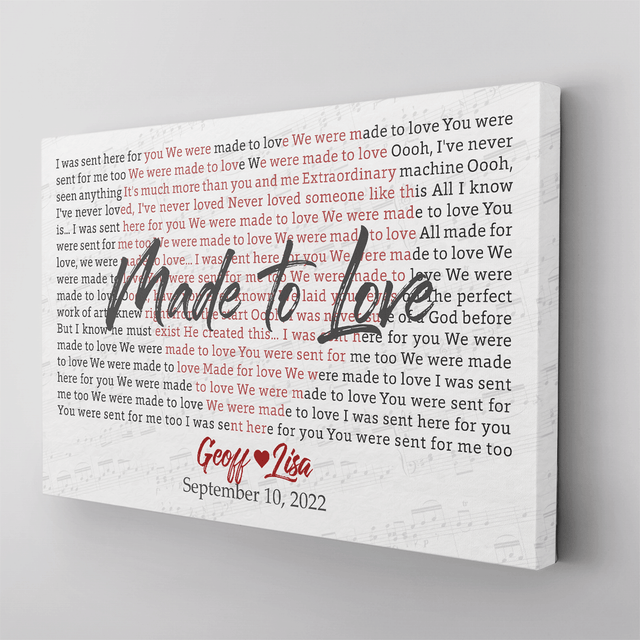Custom Song Lyrics, Heart Shape, Custom Name And Song Name, Canvas Wall Art