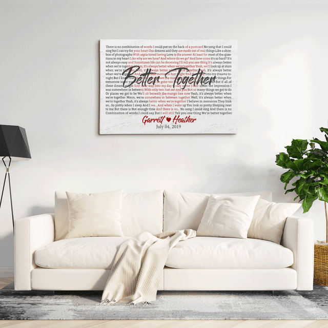 Custom Song Lyrics, Heart Shape, Custom Name And Song Name, Canvas Wall Art
