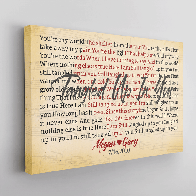 Custom Song Lyrics, Heart Shape, Customizable Name And Song Name, Canvas Wall Art