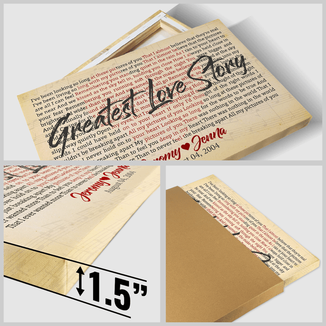 Custom Song Lyrics, Heart Shape, Customizable Name And Song Name, Canvas Wall Art