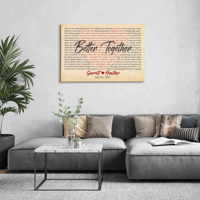Custom Song Lyrics, Heart Shape, Customizable Name And Song Name, Canvas Wall Art