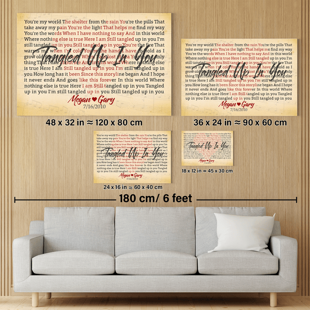 Custom Song Lyrics, Heart Shape, Customizable Name And Song Name, Canvas Wall Art