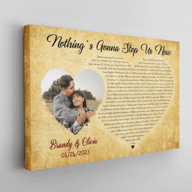 Custom Song Lyrics, Heart Shape, Upload Photo, Custom Name And Song Name, Canvas Wall Art