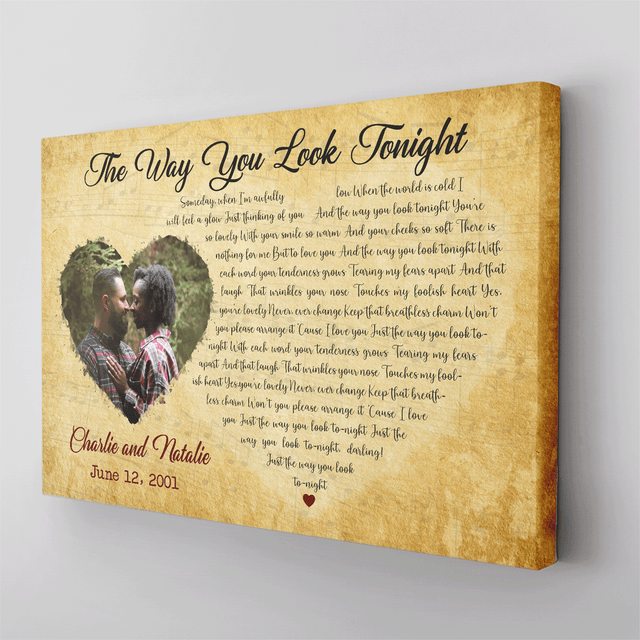 Custom Song Lyrics, Heart Shape, Upload Photo, Custom Name And Song Name, Canvas Wall Art
