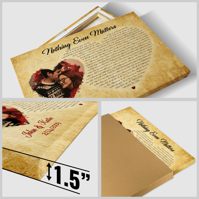 Custom Song Lyrics, Heart Shape, Upload Photo, Custom Name And Song Name, Canvas Wall Art