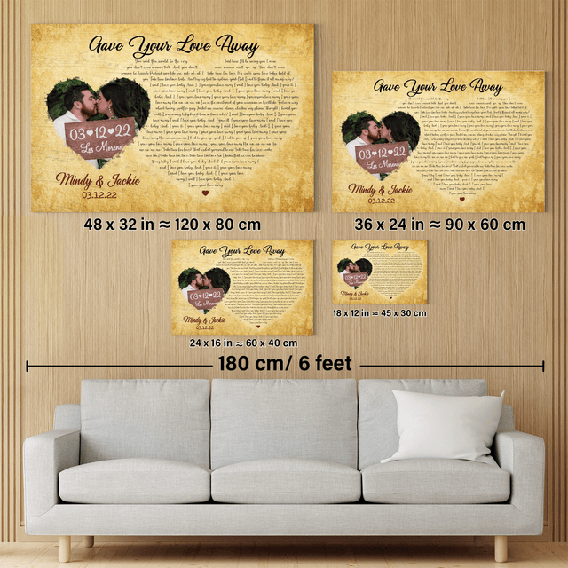 Custom Song Lyrics, Heart Shape, Upload Photo, Custom Name And Song Name, Canvas Wall Art