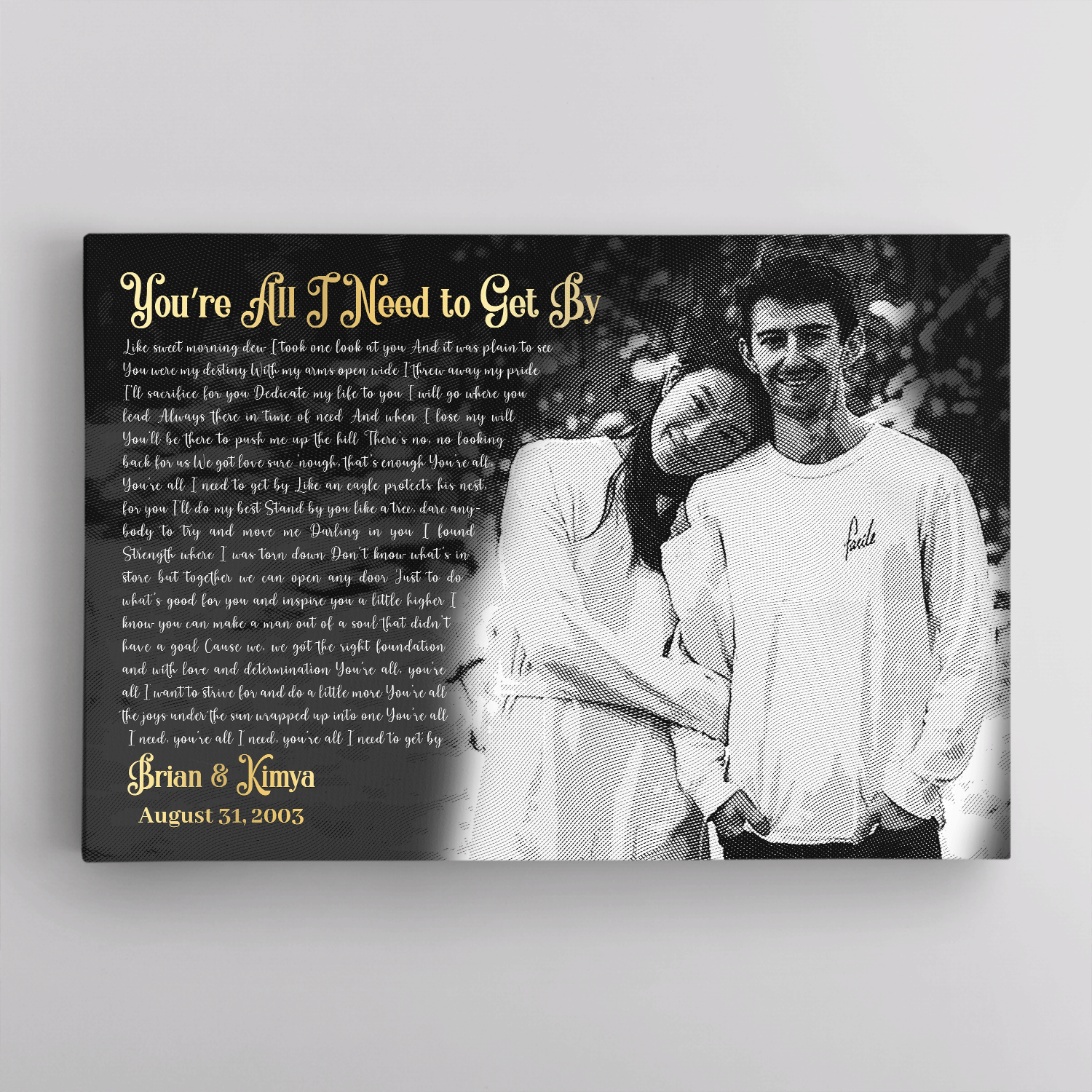 Custom Song Lyrics, Custom Photo Money Engraved - Light, Canvas Wall Art