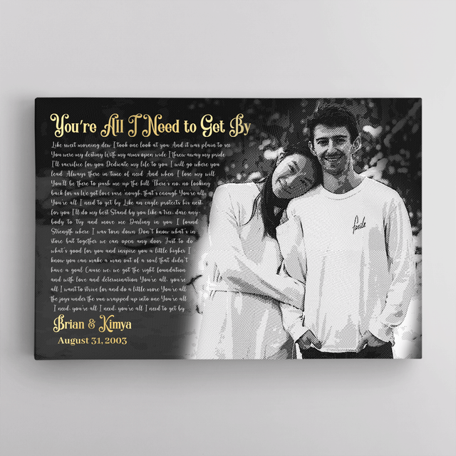 Custom Song Lyrics, Custom Photo Money Engraved - Light, Canvas Wall Art