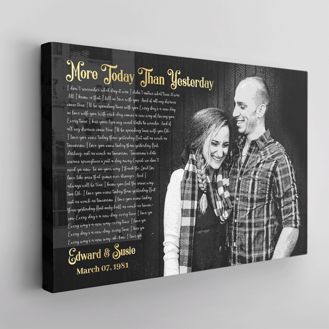 Custom Song Lyrics, Custom Photo Money Engraved - Light, Canvas Wall Art