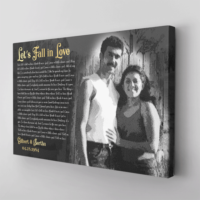 Custom Song Lyrics, Custom Photo Money Engraved - Light, Canvas Wall Art