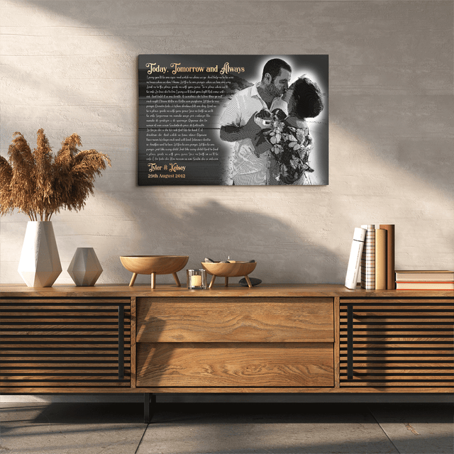Custom Song Lyrics, Custom Photo Money Engraved - Light, Canvas Wall Art
