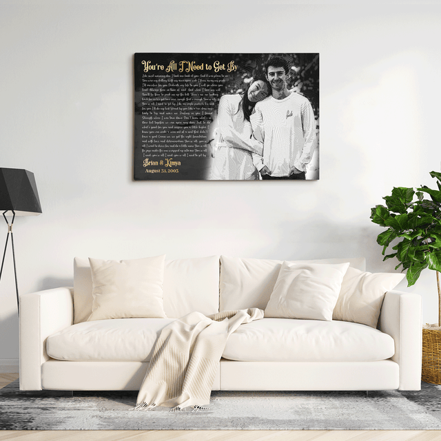 Custom Song Lyrics, Custom Photo Money Engraved - Light, Canvas Wall Art