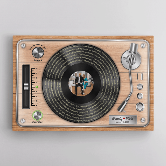 Custom Song Lyrics, Vinyl Record, Upload Photo, Custom Name And Song Name, Canvas Wall Art