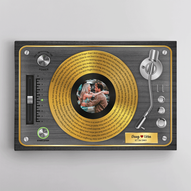 Custom Song Lyrics, Vinyl Record, Upload Photo, Custom Name And Song Name, Canvas Wall Art