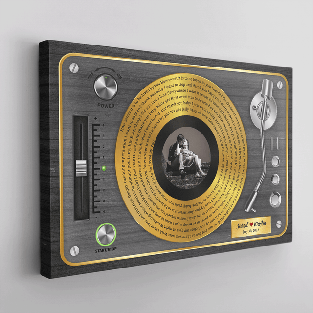 Custom Song Lyrics, Vinyl Record, Upload Photo, Custom Name And Song Name, Canvas Wall Art