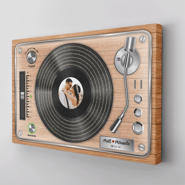 Custom Song Lyrics, Vinyl Record, Upload Photo, Custom Name And Song Name, Canvas Wall Art