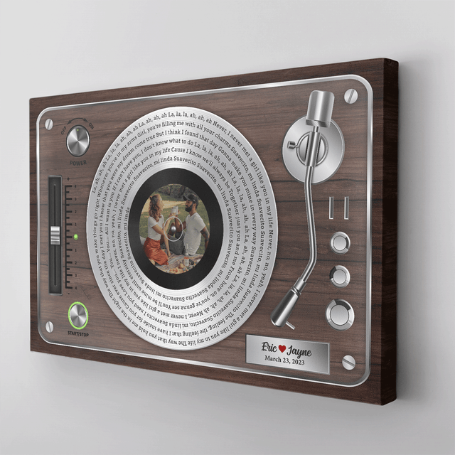 Custom Song Lyrics, Vinyl Record, Upload Photo, Custom Name And Song Name, Canvas Wall Art