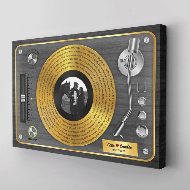 Custom Song Lyrics, Vinyl Record, Upload Photo, Custom Name And Song Name, Canvas Wall Art