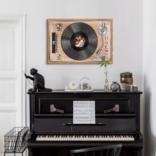 Custom Song Lyrics, Vinyl Record, Upload Photo, Custom Name And Song Name, Canvas Wall Art