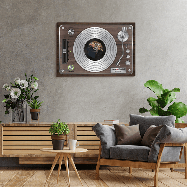 Custom Song Lyrics, Vinyl Record, Upload Photo, Custom Name And Song Name, Canvas Wall Art