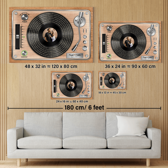 Custom Song Lyrics, Vinyl Record, Upload Photo, Custom Name And Song Name, Canvas Wall Art
