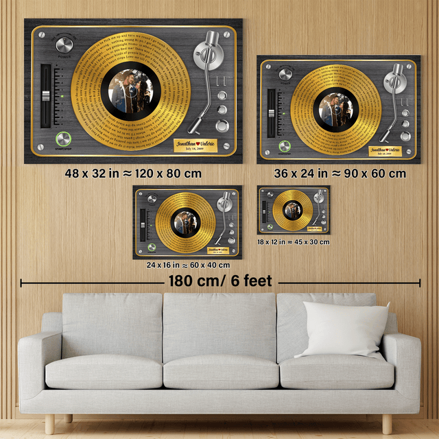 Custom Song Lyrics, Vinyl Record, Upload Photo, Custom Name And Song Name, Canvas Wall Art