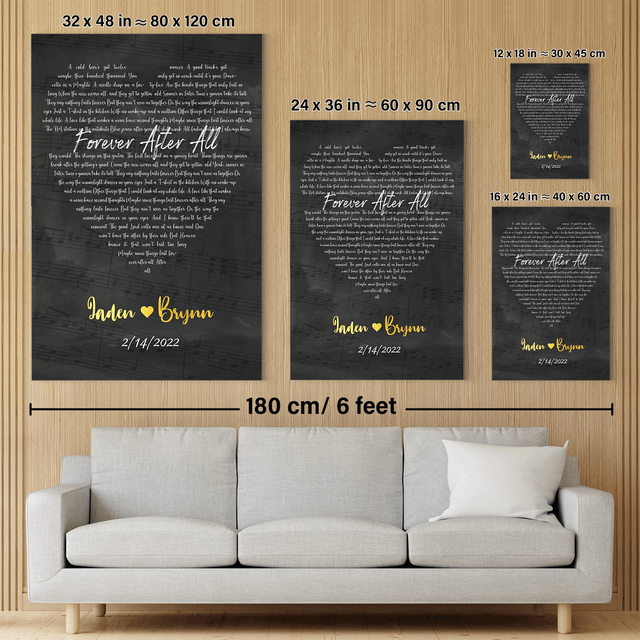 Custom Song Lyrics, Customizable Text Black Background Canvas