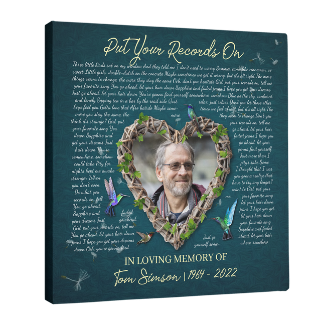Custom Song Lyrics and Photo, Hummingbird Memorial Canvas, In Loving Memorial Gifts