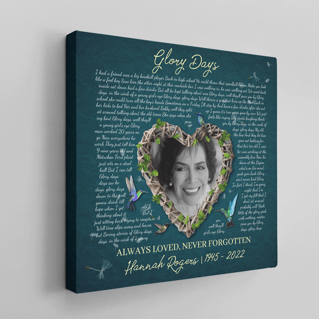 Custom Song Lyrics and Photo, Hummingbird Memorial Canvas, In Loving Memorial Gifts