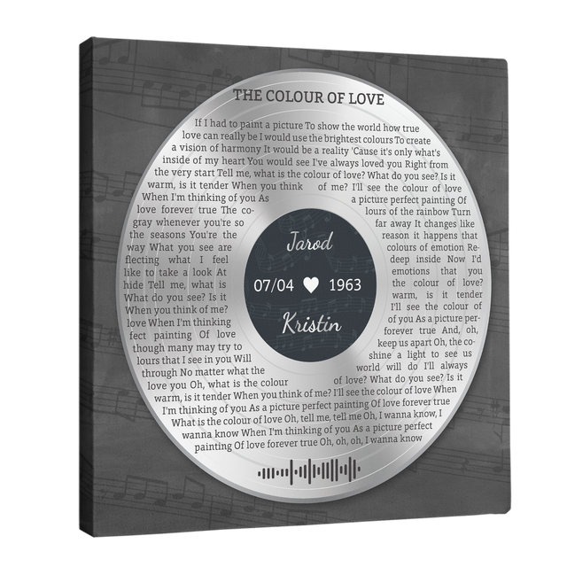 Custom Song Lyrics And Text, Vinyl Record Art, Gold Style, Canvas Wall Art