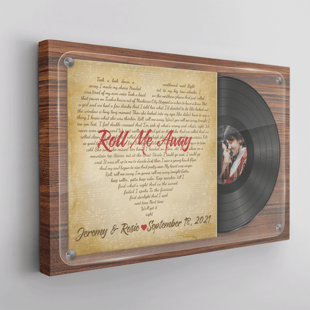 Custom Song Lyrics, Vinyl Record, Heart Shape, Custom Name And Photo, Canvas Wall Art