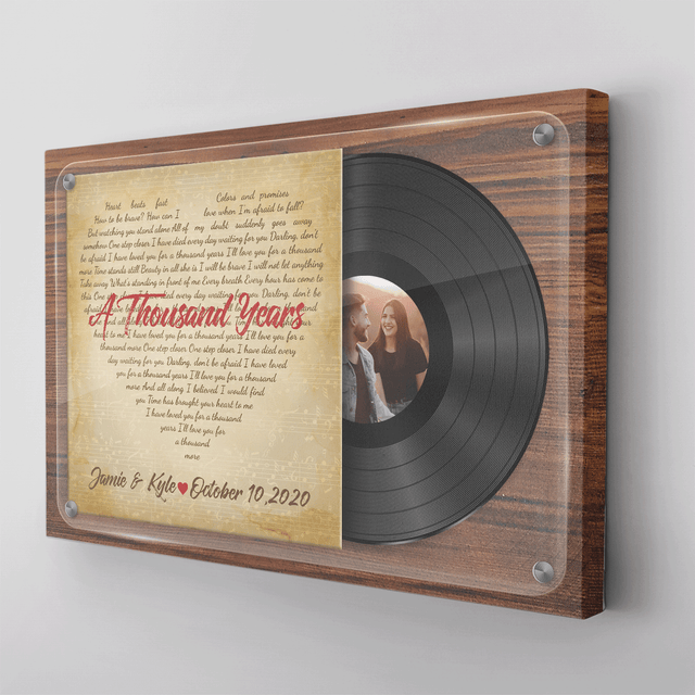 Custom Song Lyrics, Vinyl Record, Heart Shape, Custom Name And Photo, Canvas Wall Art