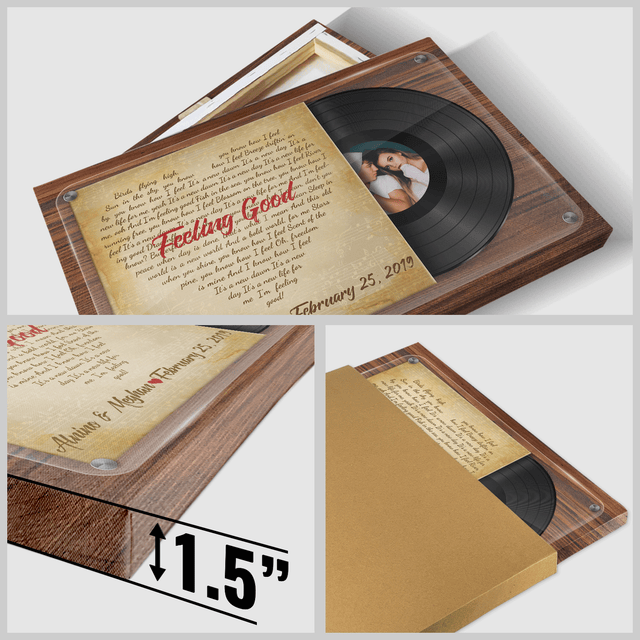 Custom Song Lyrics, Vinyl Record, Heart Shape, Custom Name And Photo, Canvas Wall Art