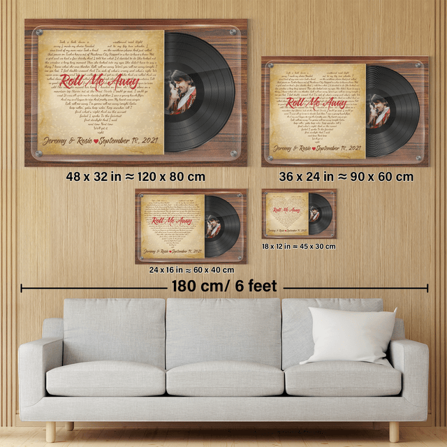Custom Song Lyrics, Vinyl Record, Heart Shape, Custom Name And Photo, Canvas Wall Art