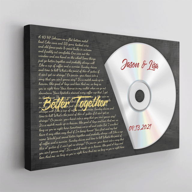 Custom Song Lyrics, Customizable Name, Date, Song Name, CD Albums, Canvas Wall Art