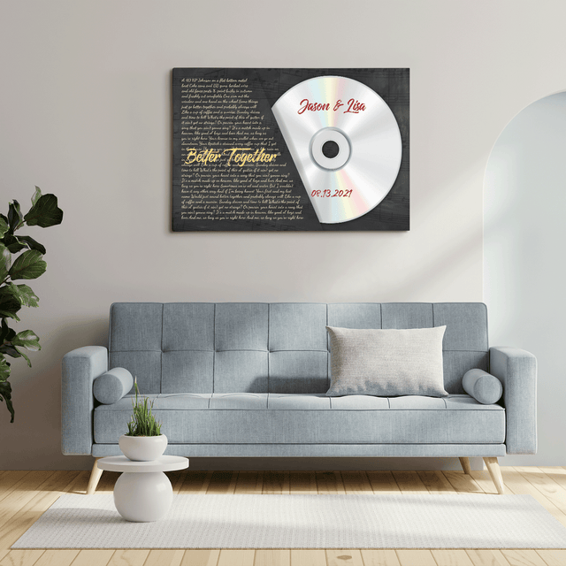 Custom Song Lyrics, Customizable Name, Date, Song Name, CD Albums, Canvas Wall Art