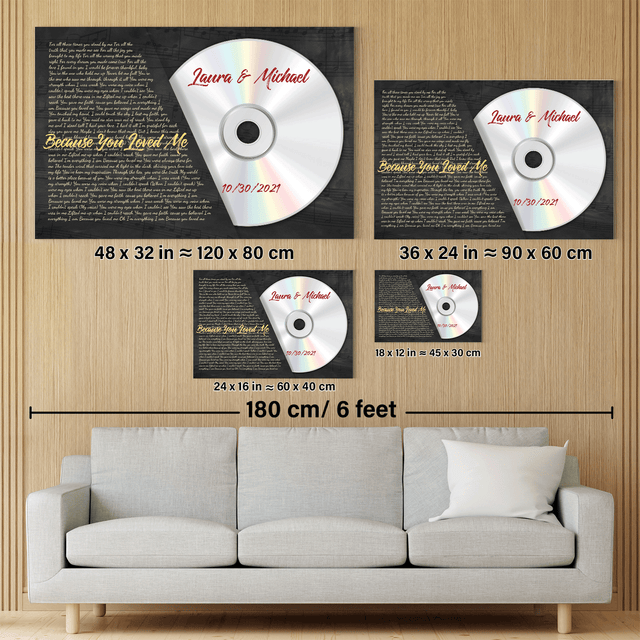 Custom Song Lyrics, Customizable Name, Date, Song Name, CD Albums, Canvas Wall Art