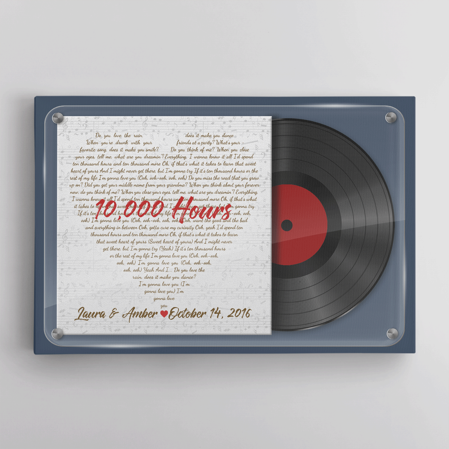 Custom Song Lyrics, Customizable Song Name And Text, Heart Shape, Vinyl Records Albums, Canvas Wall Art