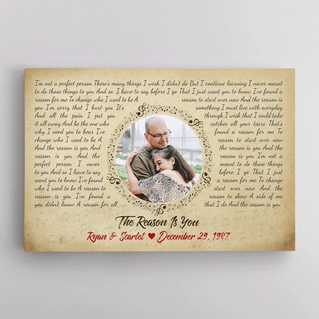 Custom Song Lyrics, Upload Photo, Customizable Name, Date Canvas