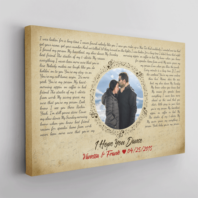 Custom Song Lyrics, Upload Photo, Customizable  Name, Date Canvas