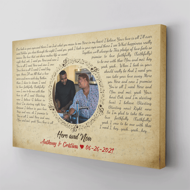 Custom Song Lyrics, Upload Photo, Customizable  Name, Date Canvas