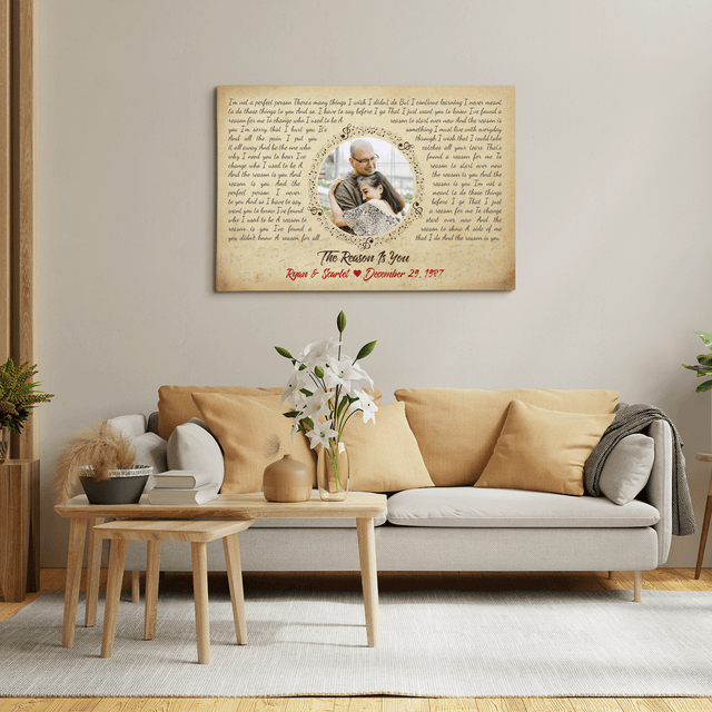 Custom Song Lyrics, Upload Photo, Customizable Name, Date Canvas
