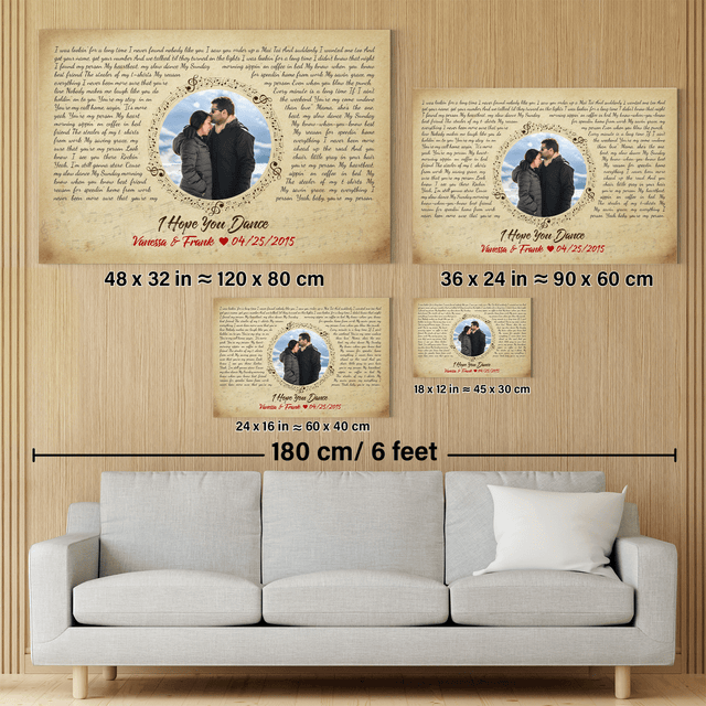 Custom Song Lyrics, Upload Photo, Customizable Name, Date Canvas