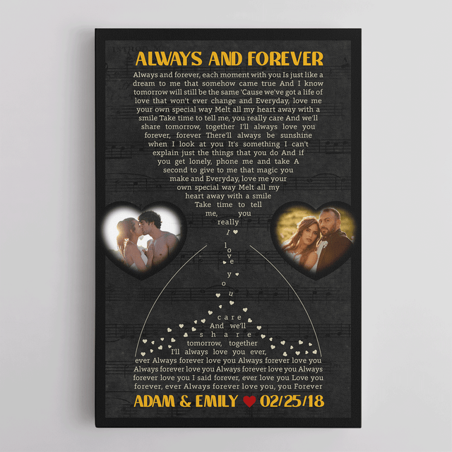 Custom Hourglass Shape Song Lyrics Canvas