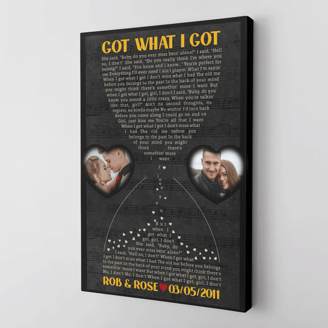 Custom Hourglass Shape Song Lyrics Canvas