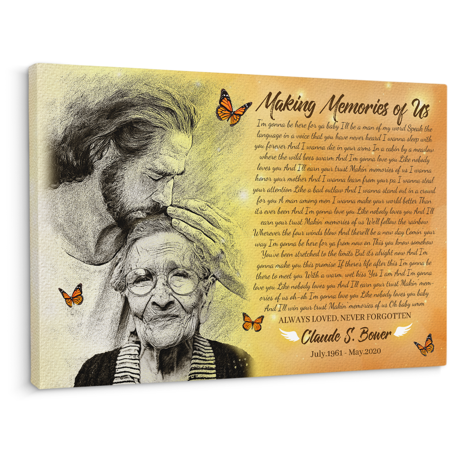 Personalized Safe In Jesus's Arms Canvas, Custom Song Lyrics & Photo