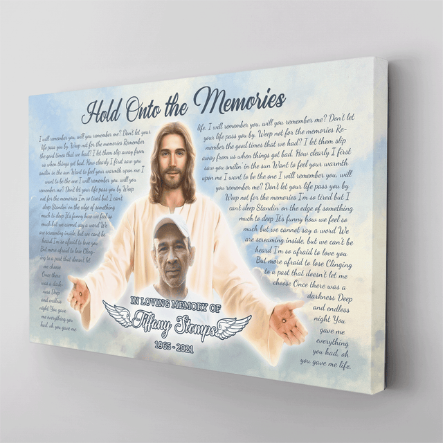 Safe In Jesus's Arms, Sympathy Memorial Canvas, Custom Song Lyrics & Photo
