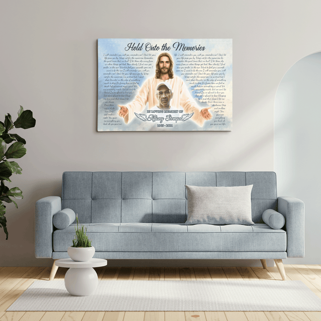 Safe In Jesus's Arms, Sympathy Memorial Canvas, Custom Song Lyrics & Photo