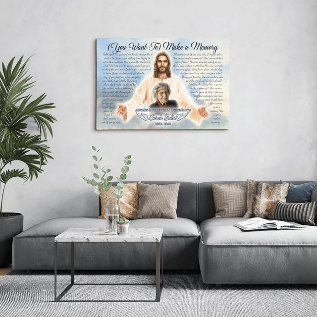 Safe In Jesus's Arms, Sympathy Memorial Canvas, Custom Song Lyrics & Photo
