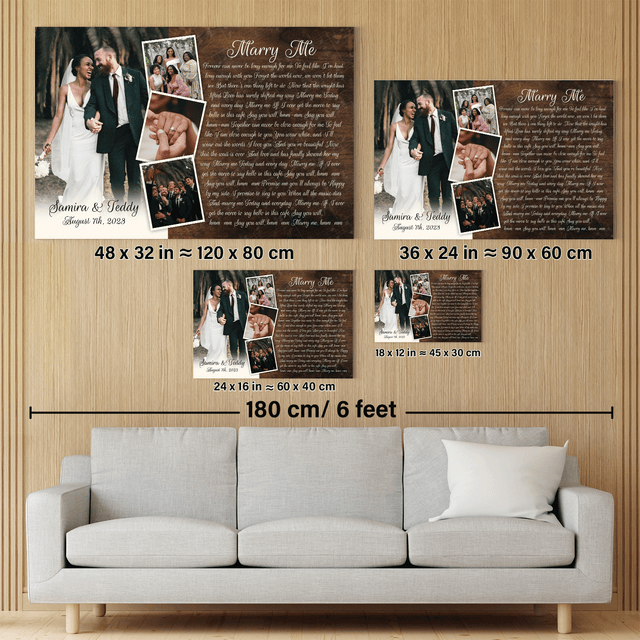 Personalized Canvas with Multiple Photos, Custom Song Lyrics, Wedding Gifts